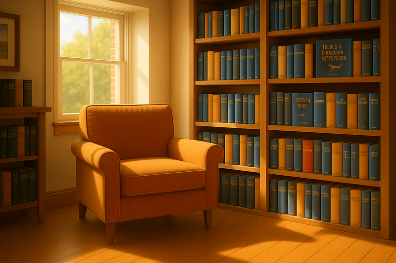 Book nook with relocated bookshelf and larger window behind chair