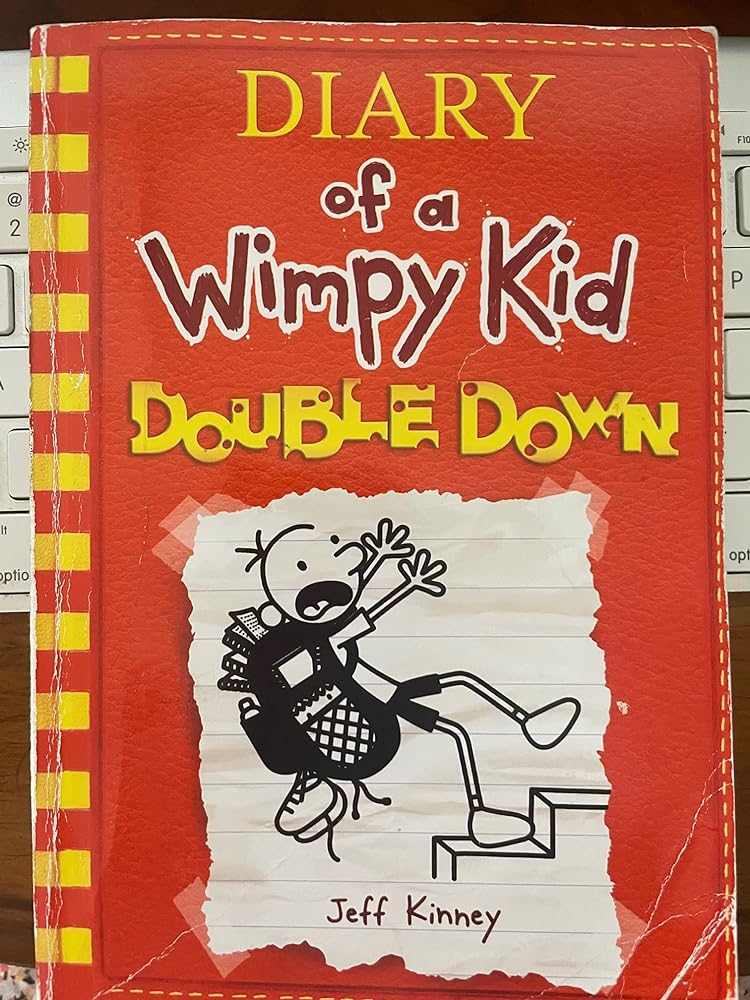Double Down Diary of a Wimpy Kid book 11 cover by Jeff Kinney showing Greg Heffley character illustration