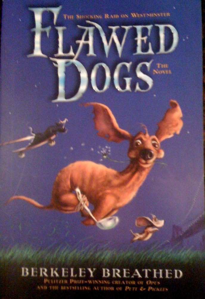 Flawed Dogs Scholastic paperback book cover with illustrated dog characters