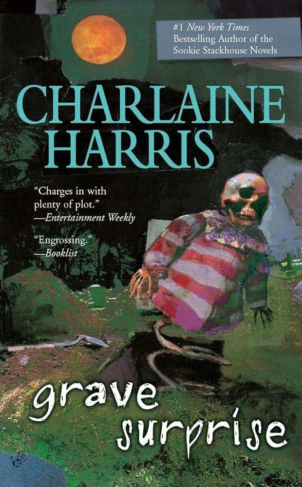 Book cover of Grave Surprise showing mystery novel design with title and author Charlaine Harris